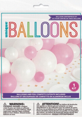 Pink Balloon Centerpiece Kit with Foil Confetti