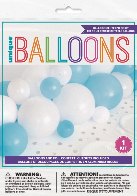 Blue Balloon Centerpiece Kit with Foil Confetti