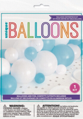 Blue Balloon Centerpiece Kit with Foil Confetti
