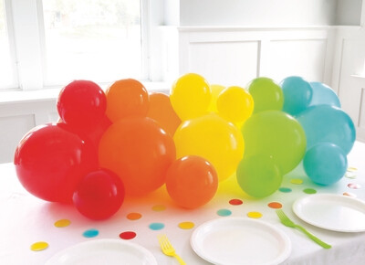 Assorted Color Balloon Centerpiece with confetti