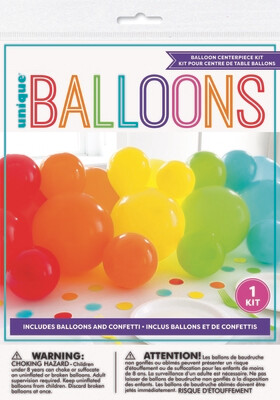 Assorted Color Balloon Centerpiece with confetti