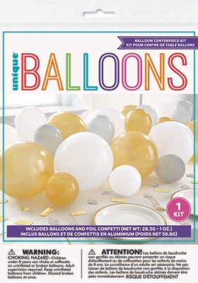 Gold Latex Balloon Centerpiece with Confetti