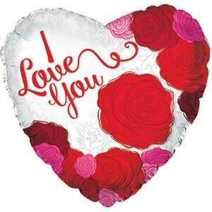 17 17" I Love you Big Roses Foil Balloon