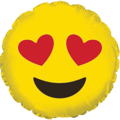17" Emoticon Heart Eyes Smiley Face Foil Balloon