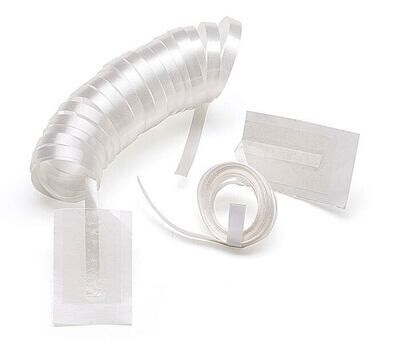 WHITE PRE-COILED UNCRIMPED RIBBON WITH TAB