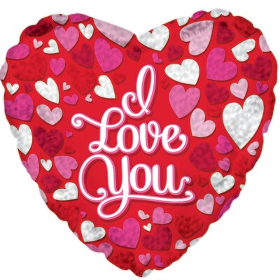 17" I LOVE YOU Prism Heart Foil Balloon