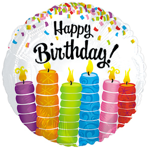 17&quot; Happy Birthday Colorful Candles Foil Balloon