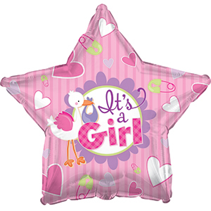 17&quot; It&#39;s A Girl Stork Foil Balloon
