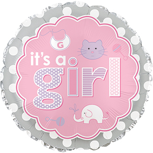 17&quot; It&#39;s A Girl Baby Icons Foil Balloon