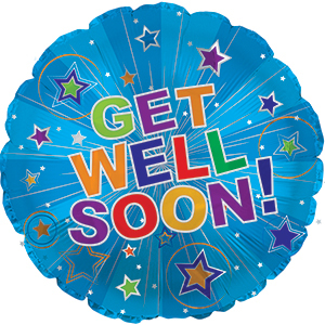 17&quot; Get Well Soon Silver Burst Foil Balloon