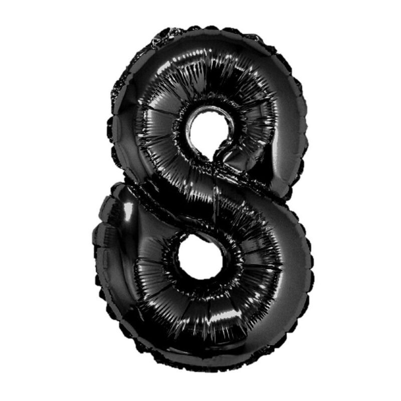40 40" BLACK Foil Number "8" Balloon