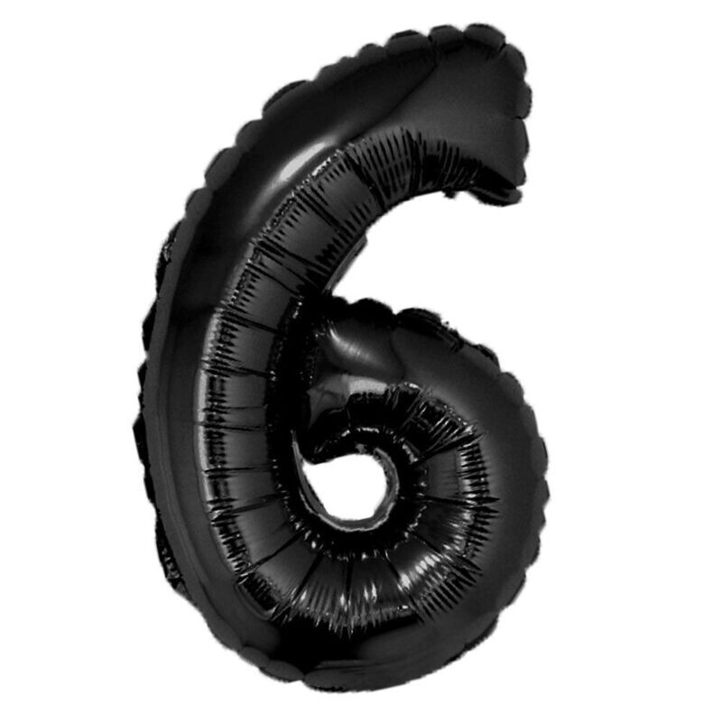 40 40" BLACK Foil Number "6" Balloon