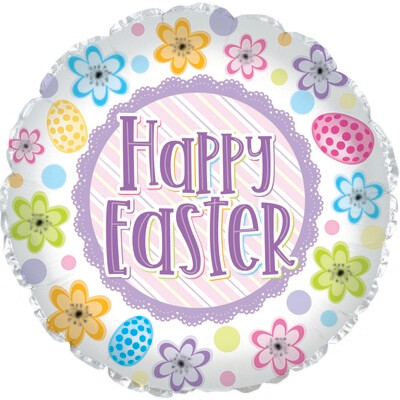 17 17" Happy Easter Flowers and Eggs