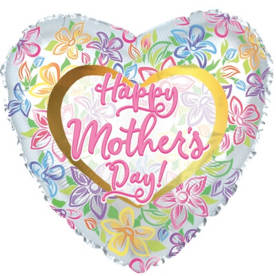 17 17" Happy Mother' Day Graphic Floral Foil Balloon