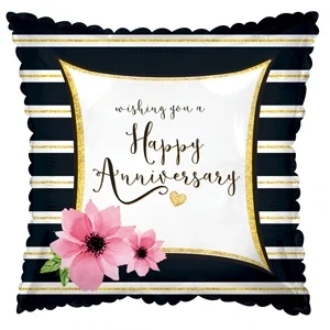 17&quot; Happy Anniversary Stripes  Foil Balloon