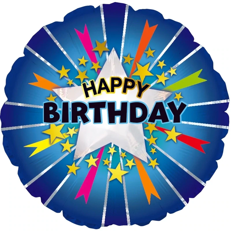 17" Happy Birthday Starburst Blue