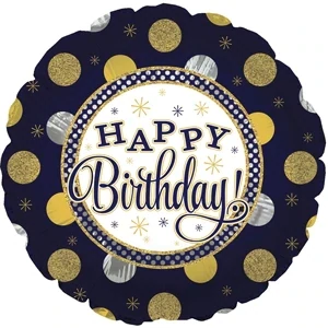 17&quot; Happy Birthday Navy Foil Balloon