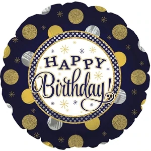 17" Happy Birthday Navy Foil Balloon
