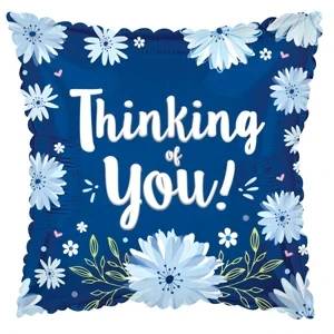 17" Thinking of You Blue Daisies Foil Balloon