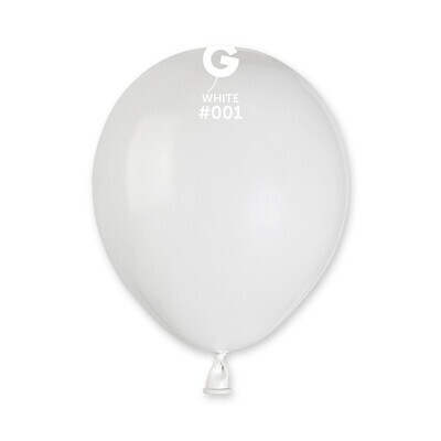 5" Latex Balloon- White #001 - A50