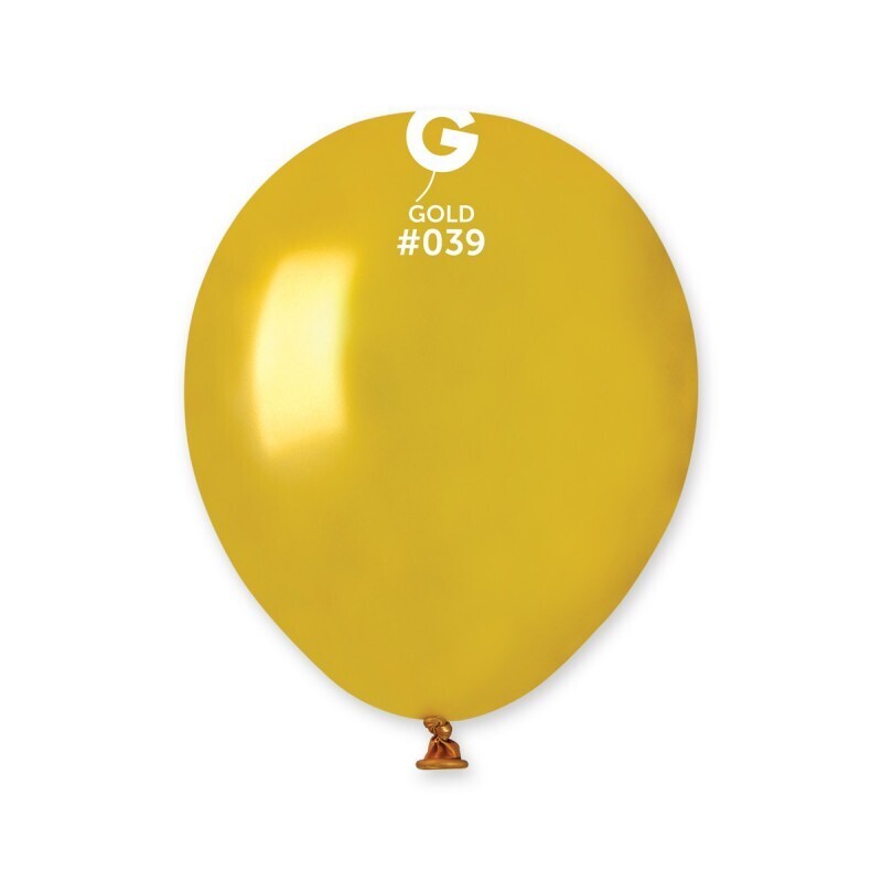 Metallic gold colored Gemar 5" latex balloon