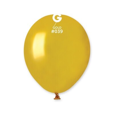5" Latex Balloon- Metallic Gold #039 - A50