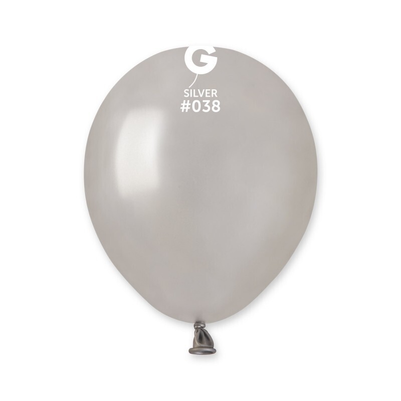 Metallic silver colored Gemar 5&quot; latex balloon