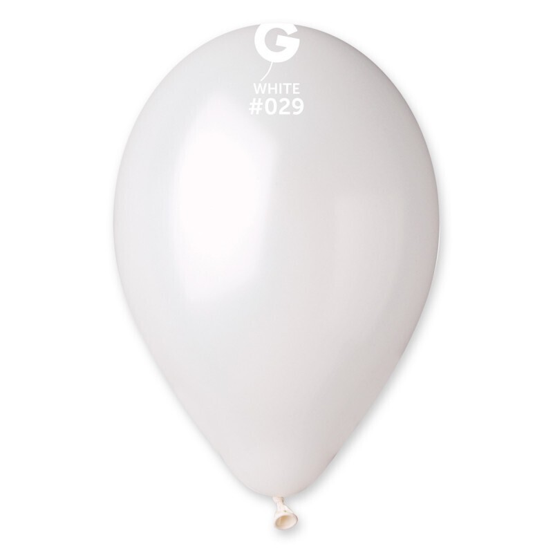 12 Metallic white colored Gemar 12" latex balloon