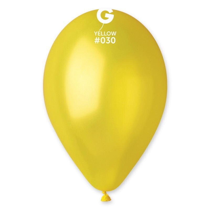 12 Metallic yellow colored Gemar 12" latex balloon