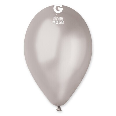 Metallic silver colored Gemar 12&quot; latex balloon