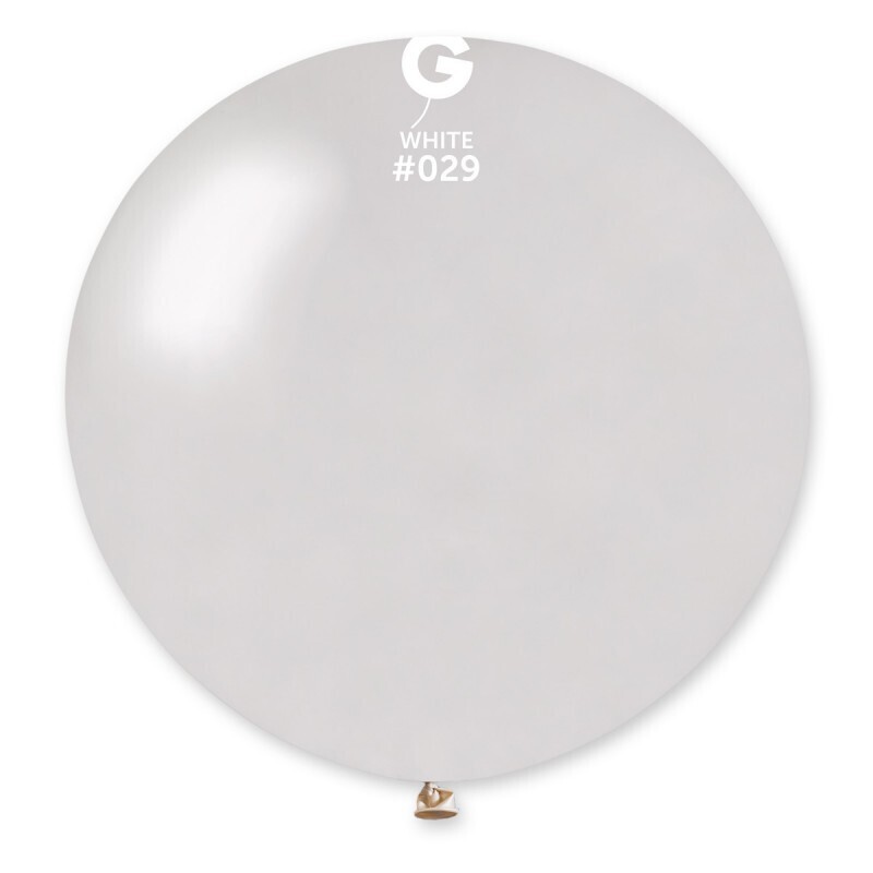 31" Latex Balloon- Metallic White #029 - GM30