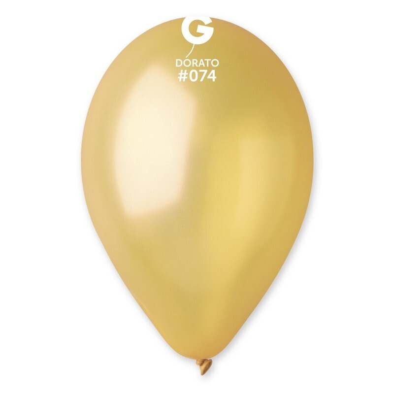 12 Metallic Dorato Golden colored Gemar 12" latex balloon