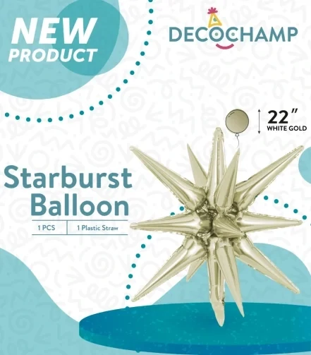 Starburst 3D Foil Balloon 22" Small Champagne