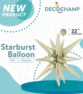 Starburst 3D Foil Balloon 22" Small Champagne