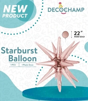 Starburst 3D Foil Balloon 22" Small Rose Gold