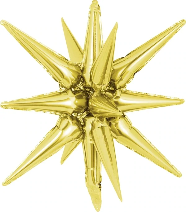 Starburst 3D Foil Balloon 22&quot; Small Gold