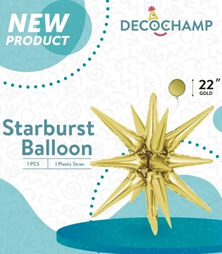 Starburst 3D Foil Balloon 22" Small Gold
