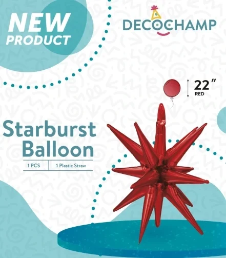 Starburst 3D Foil Balloon 22" Small Red