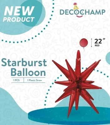 Starburst 3D Foil Balloon 22" Small Red