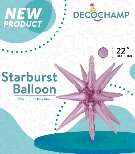 Starburst 3D Foil Balloon 22" Small Light Pink