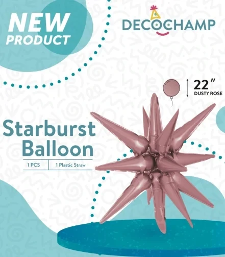 Starburst 3D Foil Balloon 22" Small Dusty Rose