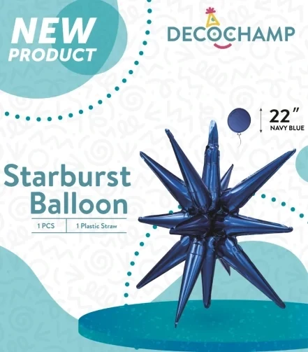 Starburst 3D Foil Balloon 22" Small Navy Blue