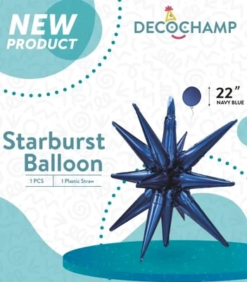 Starburst 3D Foil Balloon 22" Small Navy Blue