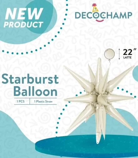 Starburst 3D Foil Balloon 22" Small Latte