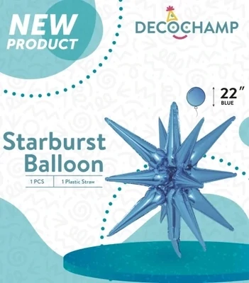 Starburst 3D Foil Balloon 22" Small Blue