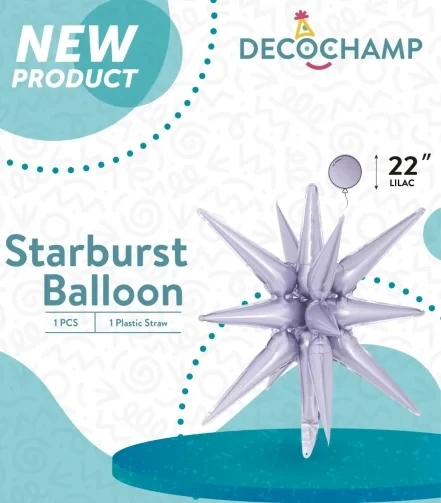 Starburst 3D Foil Balloon 22" Small Lilac
