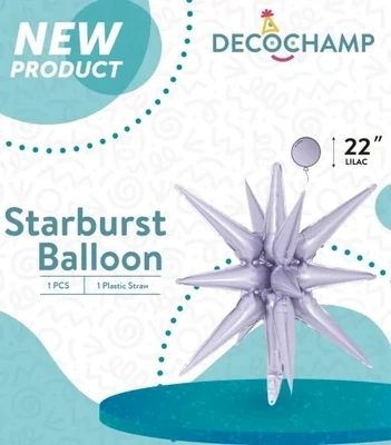 Starburst 3D Foil Balloon 22" Small Lilac