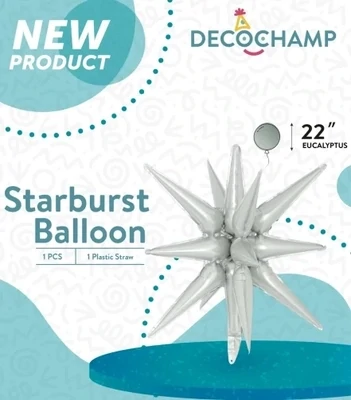 Starburst 3D Foil Balloon 22" Small Grey