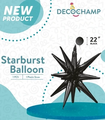 Starburst 3D Foil Balloon 22" Small Black