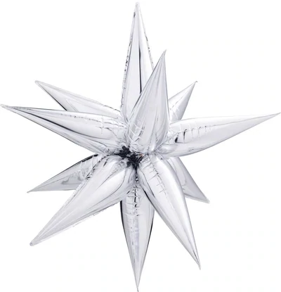 Starburst 3D Foil Balloon 26&quot; Large Silver